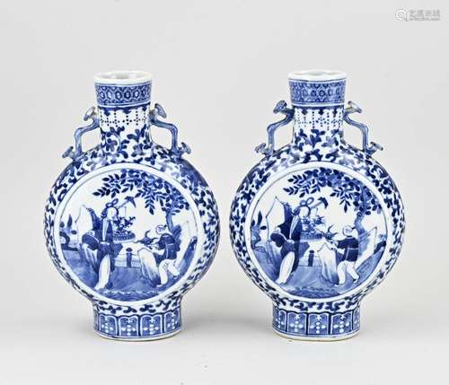 Two Chinese moon vases, H 25.7 cm.