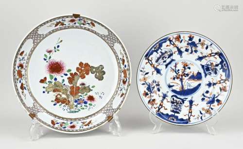 Two 18th century Chinese plates Ø 22 - 28 cm.