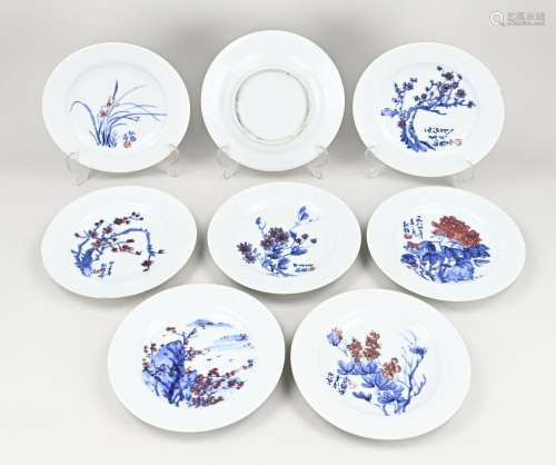 8x Chinese plates Ø 21 cm.
