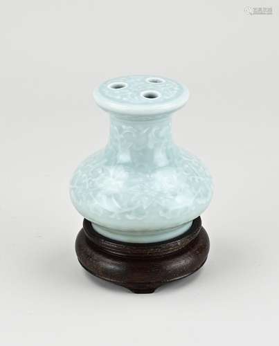 Chinese celadon incense stick holder Ø 8.5 cm.