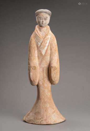 A PAINTED TERRACOTTA FIGURE OF A COURT LADY, HAN DYNASTY
