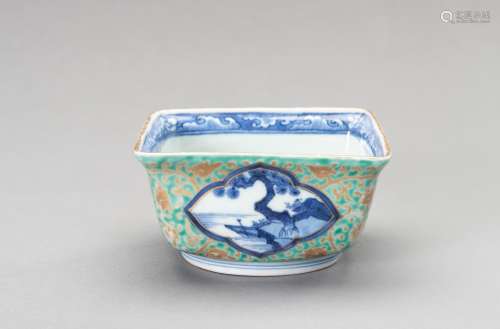 A SQUARE \'FERN\' BOWL, LATE QING DYNASTY