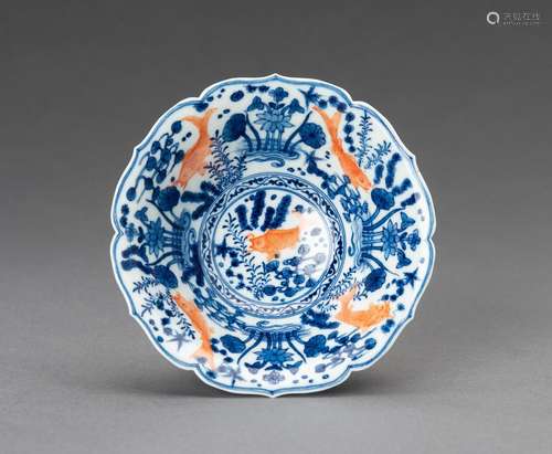 A FINE BLUE AND WHITE \'GOLDFISH\' PORCELAIN BOWL, c. 1920s