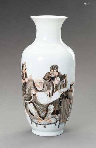 † A PORCELAIN \'SCHOLARS\' VASE, REPUBLIC PERIOD