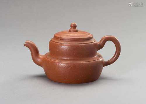 A YIXING DOUBLE GOURD TEAPOT AND COVER