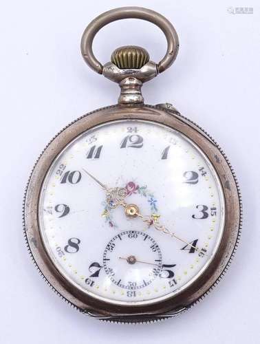 TASCHENUHR MIT EMAILLE ZIFFERBLATT, SILBERGEHÄUSE 0.800, MEC...