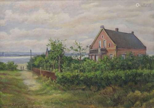 BERNHARD DE BRUYCKER (1891-1971), HAUSANSICHT, ÖL/LEINWAND