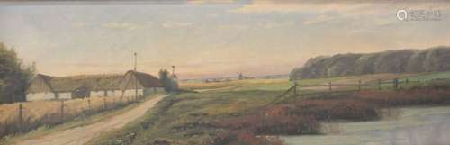 AUG. JENSEN O,.Ä., LANDSCHAFT MIT GEHÖFT, UM 1900, ÖL/LEINWA...