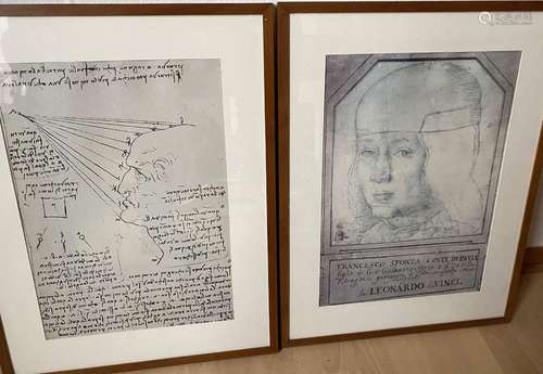 2X GRAFIKEN NACH LEONARDO DA VINCI, 1X PORTRAIT SFORZA, 1X S...