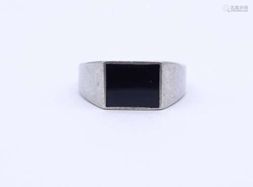 925ER SILBER RING MIT ONYX, 6,0G., RG 61