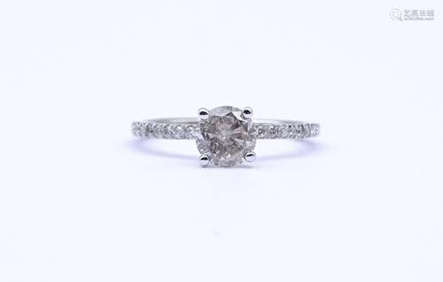 DIAMANT RING, WEISSGOLD 14K, DIAMANT 1,01CT., ZUSÄTZLICH 0,1...