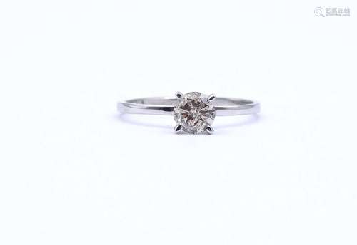 GOLDRING MIT BRILLANT VON 0,45CT., PI1, GETÖNT, 14K, RG 52, ...