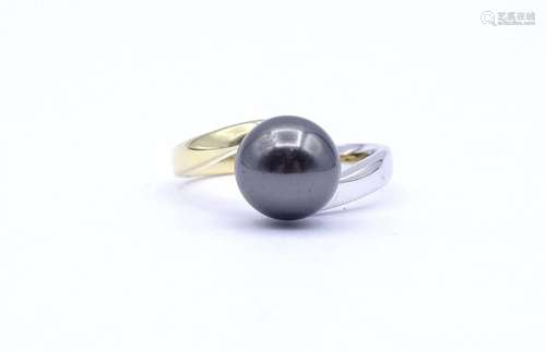 BICOLOR SILBER RING 0.925 MIT PERLE, 6,2G., RG 63