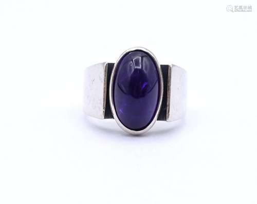 835ER SILBER RING MIT AMETHYST CABOCHON, 8,4G., RG 51/52