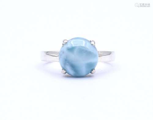 SILBER RING MIT LARIMAR, DIESER ETWAS LOSE IN DER FASSUNG, 0...