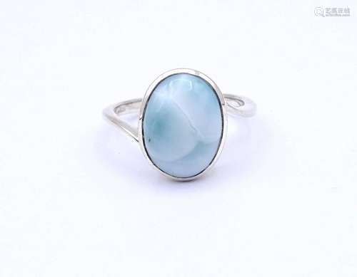 SILBER RING MIT LARIMAR , SILBER 0.925, 5,9G., RG 66