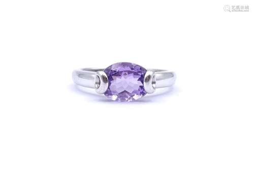 AMETHYST RING, STERLING SILBER 0.925, 2,8G., RG 56/57