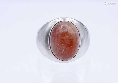 STERLING SILBER RING MIT ROTEN CABOCHON