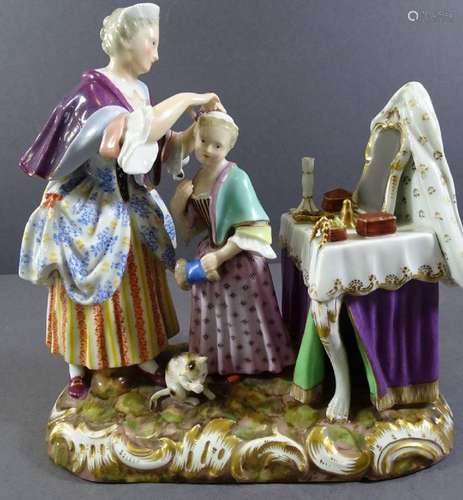 GR. FIGURENGRUPPE "MEISSEN" , BEMALT, SCHWERTERMAR...