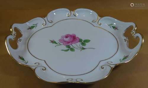 OVALE GROSSE KUCHENPLATTE "MEISSEN" ROTE ROSE UND ...