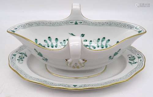 GROSSE SAUCIERE "MEISSEN", INDISCH GRÜN, H. 8,5CM,...