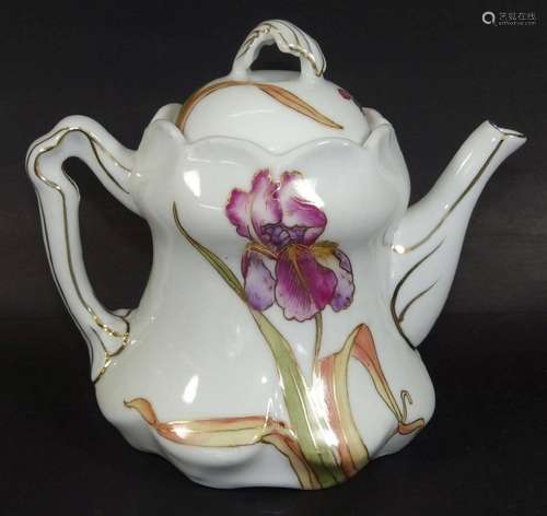 JUGENDSTIL-KAFFEEKANNE MIT LILIENDEKOR GEMARKT "ROZENBU...