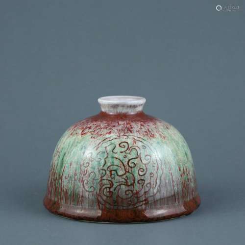 Cowpea Red Glaze Carved Chilong Pattern Taibai Zun