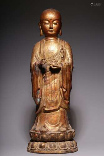 Bronze Lacquered Ksitigarbha Bodhisattva Standing Statue