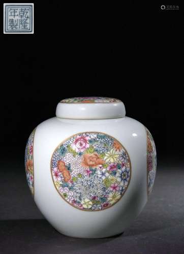 Pastel Four Sides Opening Window Flower Pattern Tea Caddy