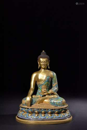 Bronze Gilt Enamel Painted Pharmacist Buddha Ornament