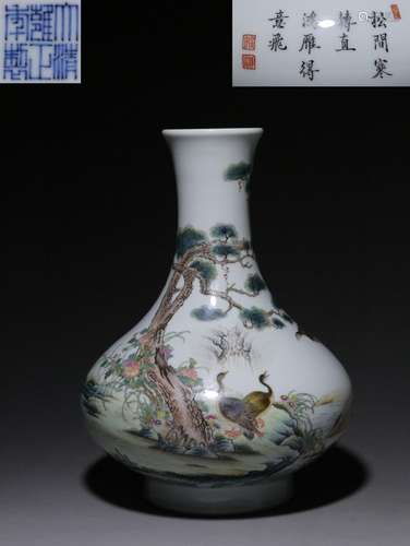 Pastel Pine Swan Goose Appreciation Vase