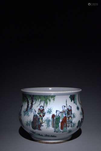 Blue and white bucket color figure landscape pattern incense...