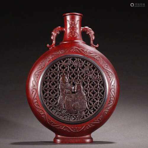 Red Sandalwood Double Children Appreciation Vase with Rosewo...