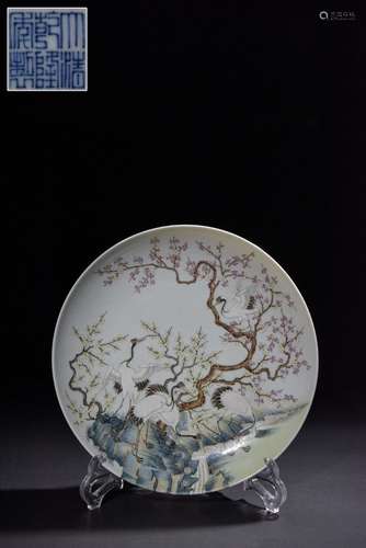 Pastel Plum Blossom Crane Appreciation Plate