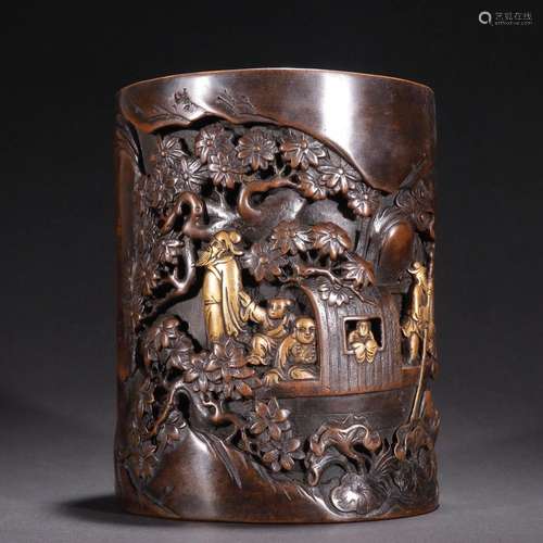 Gilt Bronze Body Character Stories Pen Holder