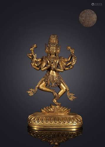 Fine-cast bronze body gilt statue of Vajrayogini woman with ...