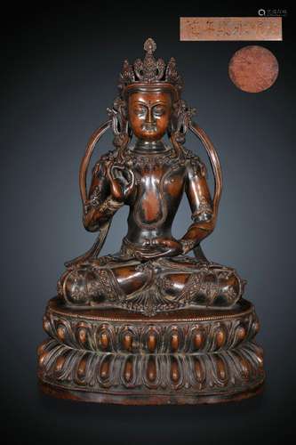 A Seated Statue of Vajrasattva in Fine Casting and Gilt Bron...