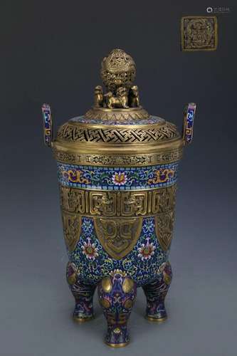 Cloisonne Cloisonne Enamel Tripod Furnace with Precision Cas...