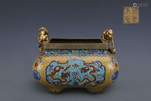 Cloisonné cloisonné enamel cave Tianfudi stove with precisio...