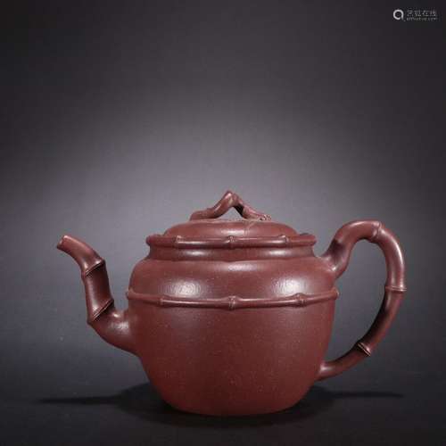 Zhu Kexin Purple Clay Bamboo Pattern Teapot