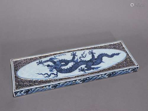 Blue and White Dragon Pattern Hollow Tea Tray