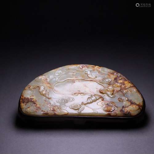 Hetian jade seed material bat Xiang inkstone