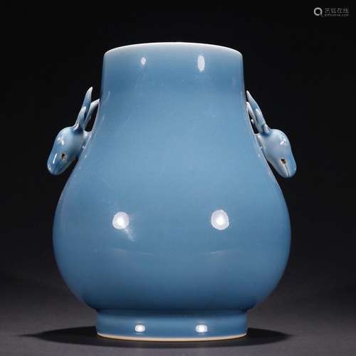 Sky blue glaze deer ear bottle