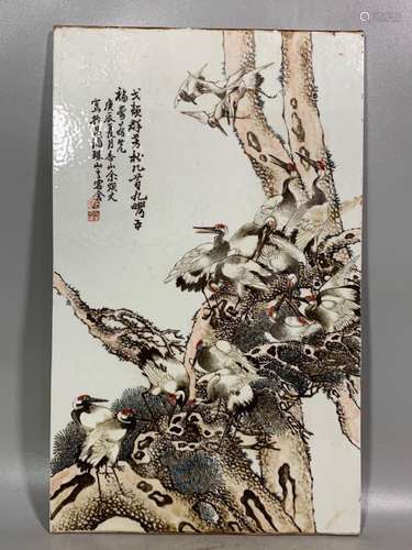 Masters of the Republic of China Fine Painting Crane Porcela...