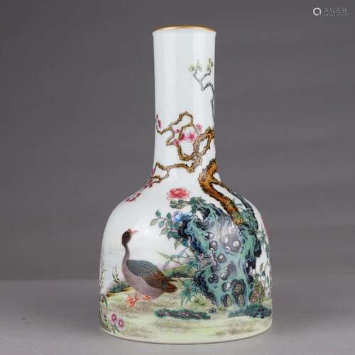 Enamel Flower and Bird Poetry Rattle Bell Zun