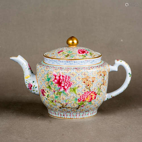 A FAMILLE ROSE 'FLOWER' TEAPOT