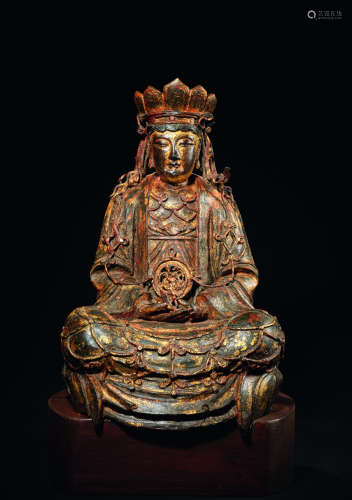 明 铜鎏金观音菩萨坐像