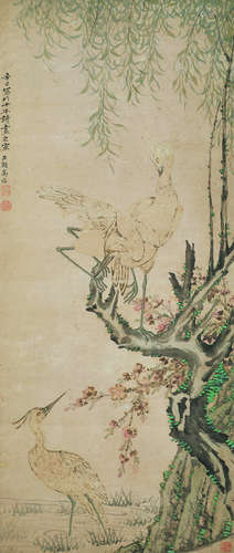 1599～1659年 高培  花鸟 设色纸本 立轴