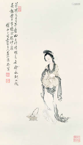 1899～1961 徐操  仕女图 设色纸本 镜片