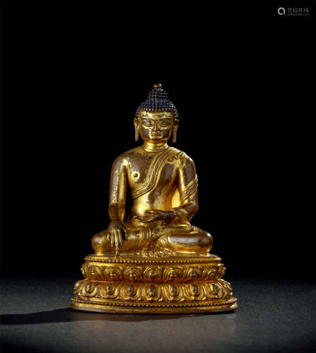 明代 銅鎏金釋迦牟尼佛像